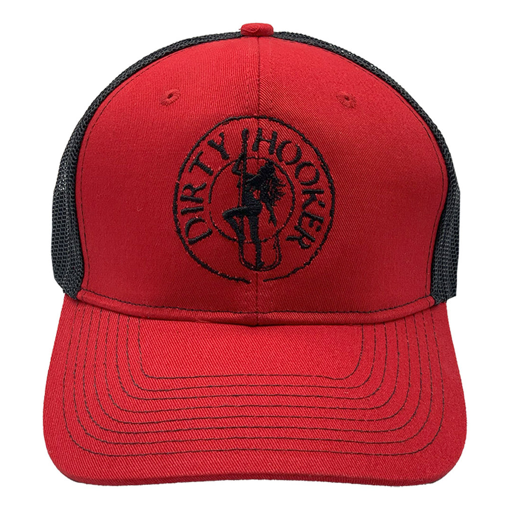 https://www.dirtyhookerfishing.com/cdn/shop/files/dh_red_black_deluxe_hat_round_red_front_1024x1024.jpg?v=1701610740