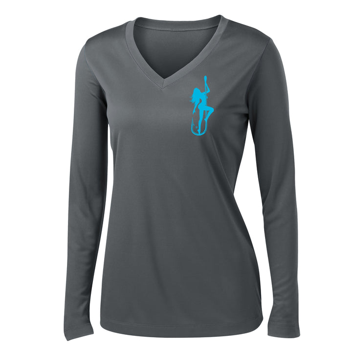 Dirty Hooker Classic Light Blue Ladies V-neck Dry Fit