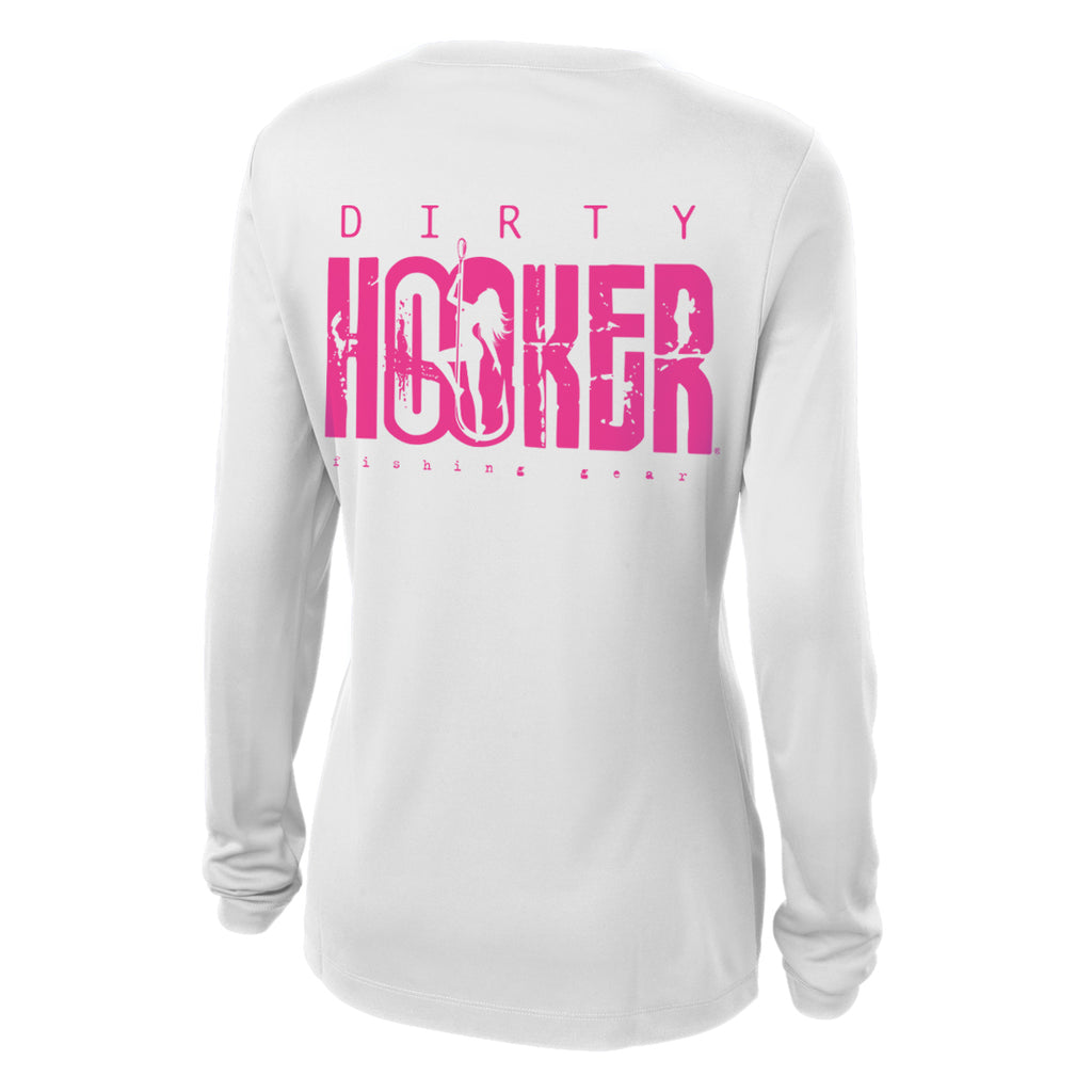 Dirty Hooker Classic Pink Ladies V-Neck Dry Fit Ladies V-Neck Dry Fit / Charcoal / XXXXL