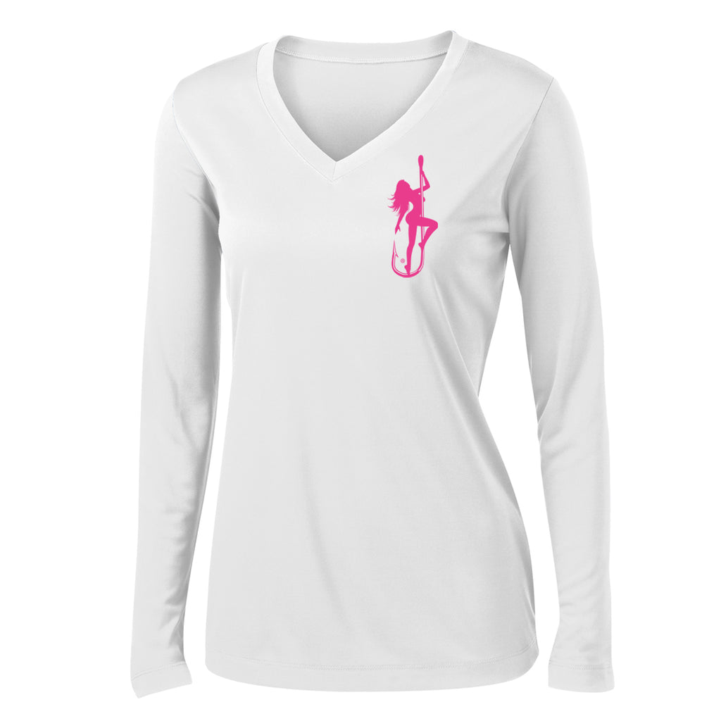 Dirty Hooker Classic Pink Ladies V-Neck Dry Fit Ladies V-Neck Dry Fit / Atomic Blue / L