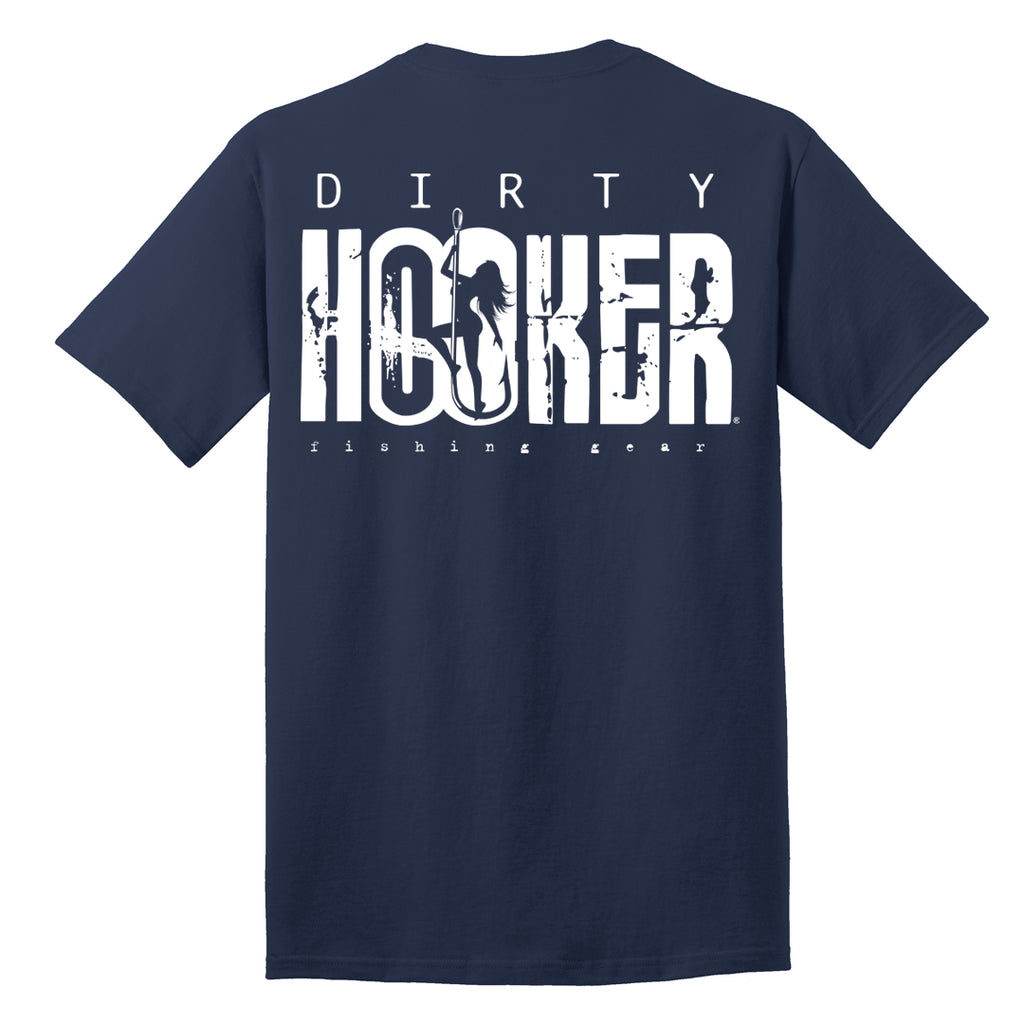Dirty Hooker Classic Navy Blue On White T-Shirt T-Shirt / White / L